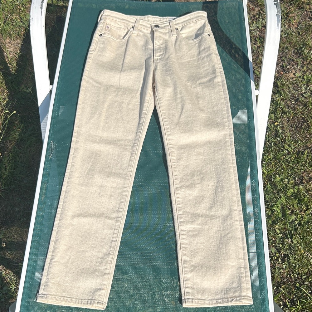 AG Adriano Goldschmied Cream Denim- Isabelle High Rise Straight Crop size 26
